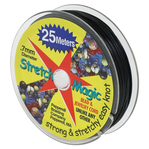 Image of Stretch MagicStretch Magic Bead & Jewelry Cord - Strong & Stretchy, Easy to Knot - Black Color - 0.7mm diameter - 25-meter (82 ft) spool - Elastic String for making beaded jewelry