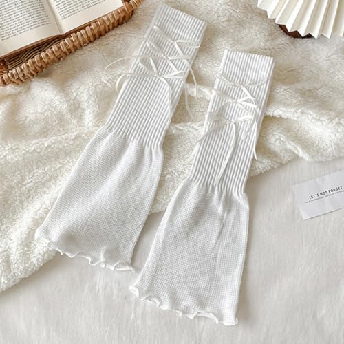 Image of SherryDC Womens Y2k Knit Leg Warmers Harajuku Japanese Long Boot Socks Kawaii Lolita Winter Leg Cover