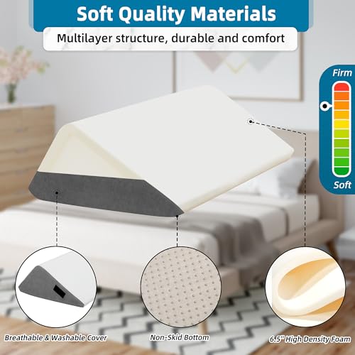 Image of HABUTWAY 6Pcs Bed Wedge Pillow, Orthopedic Wedge Pillow for Sleeping with Memory Foam, for Back Pain Relief, Triangle Adjustable Support Pillow with Machine Washable Cover, Dark Grey