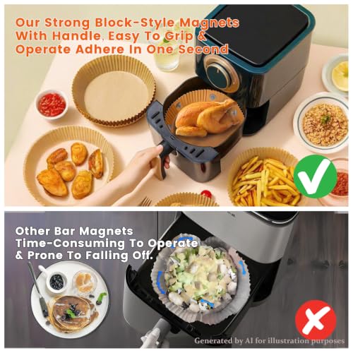 Image of Air Fryer Magnets for Parchment Paper,Lock Disposable Paper Liner Safely,Prevents Burning & Food Covering,Heat-Resistant Air Fryer Liner Magnets,Easy Install with Handles (8pcs)