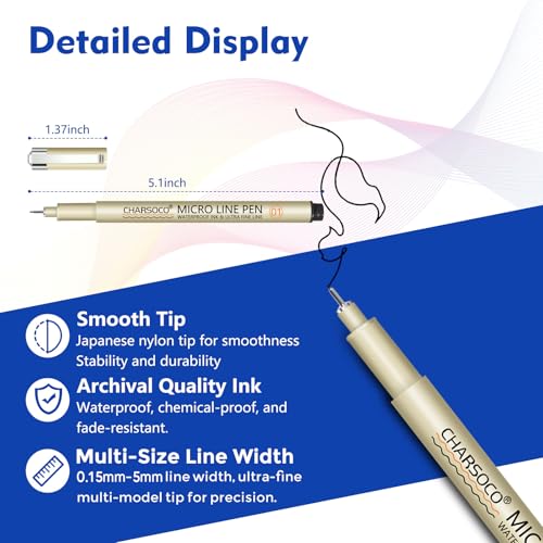 Image of 05 Micro Pen, Fine Point Pen with 36 Colors, Waterproof Archival Ink, 0.48mm Fineliner Ink Pens for Artist Illustration, Sketching, Anime, Manga, Technical Drawing and Scrapbooking