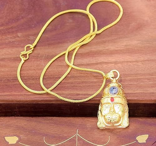 Generic Hari Darpan Gold Plated Shree Hanuman Chalisa Yantra Brass Locket with Chain3