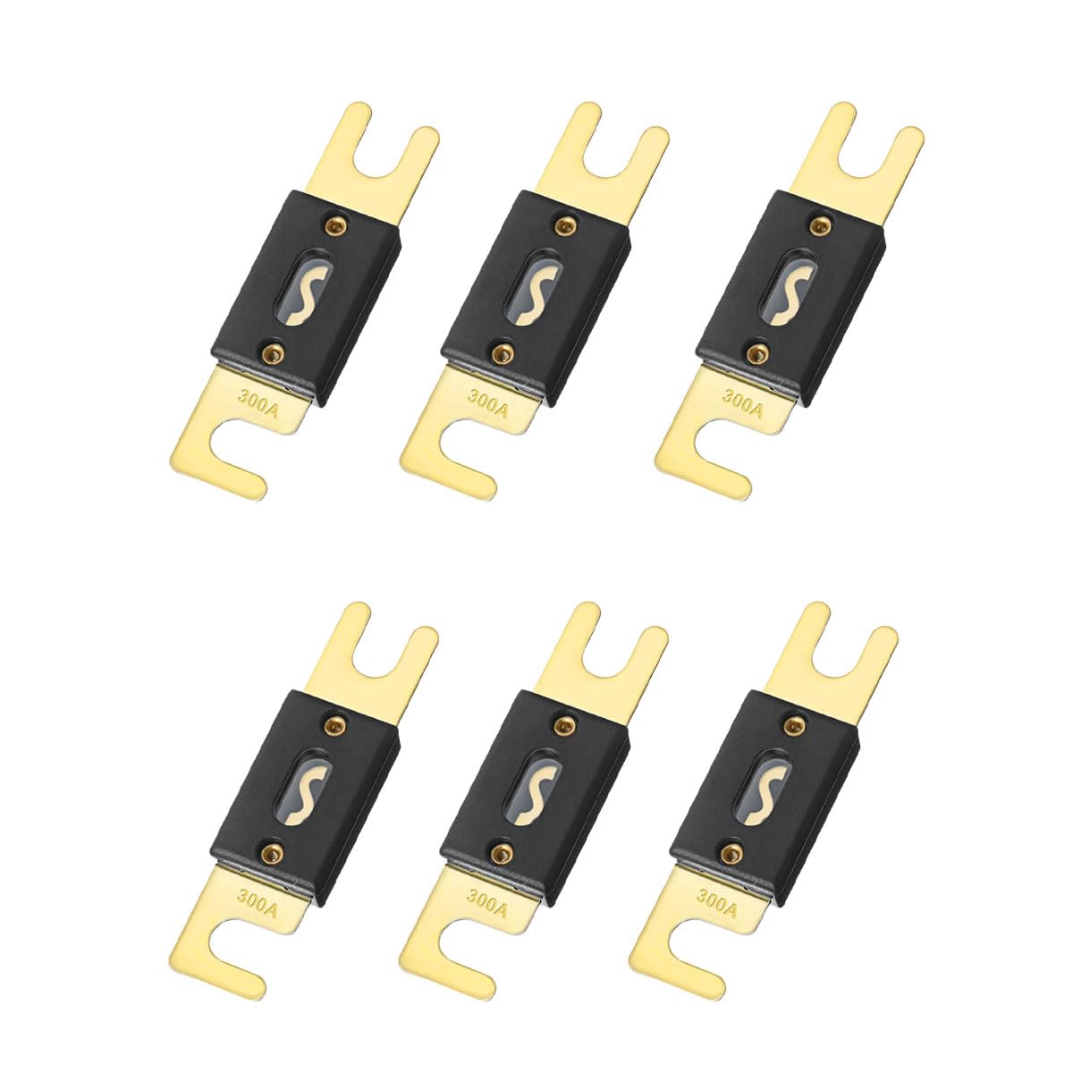 6PCS 300Amp/300A ANL Fuse, Blade Fuse for Marine Car Vehicle Audio and Video System, ANL Inline Fuse Gold Plated Fuse 32V for Inverters and Other Current Applications (300Amp)