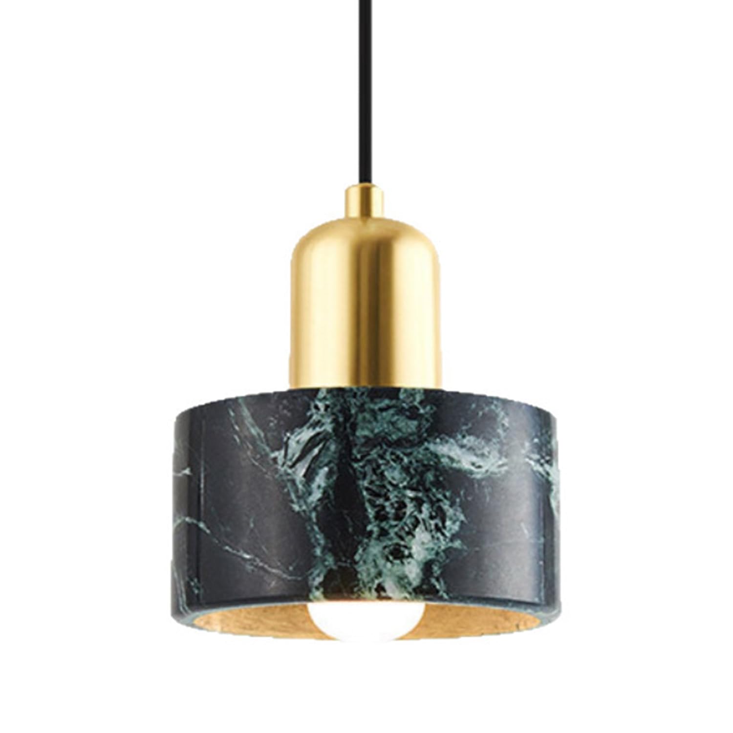 Lampadari a sospensione in marmo naturale 5,9 pollici Lampada a Lampadario Texture Paralume in pietra con base in rame spazzolato Stile spagnolo scandinavo cablato for isola cucina(Blue)