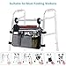 MOSISO Walker Bag with Cup Holder, Folding Walker Basket Storage Bag, Large Capacity Organizer Pouch with Reflective Strip for Most Foldable/Universal Walkers, Wheelchairs, Gray
