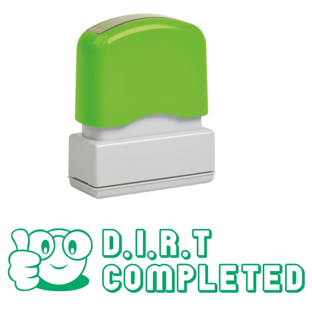 Dirt Completed Self-Inking Teacher Stamp, Reinkable, Quality School Stamp 10x39mm Green Ink