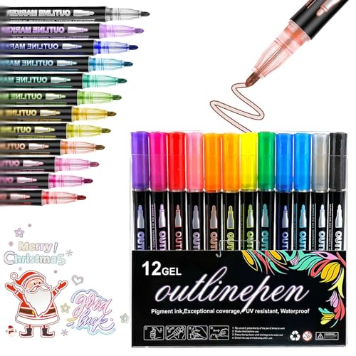 FunnAura 12 Pcs Coloring Lightstick Graffiti Highlighter Pens, Colouring Light Stick for Drawing, pink, orange, yellow, green
