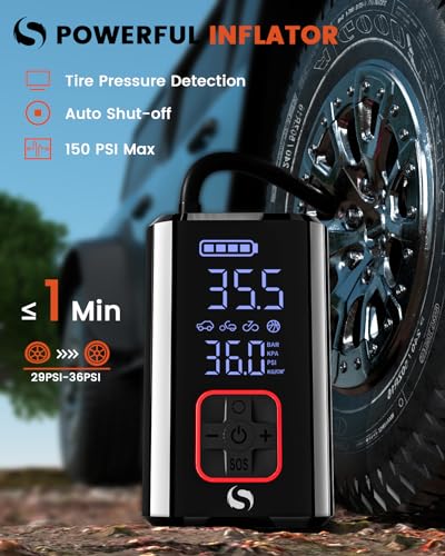 SERVOMASTER Draagbare luchtcompressor voor banden, draagbare mini-compressor, 150 psi - Afbeelding 6