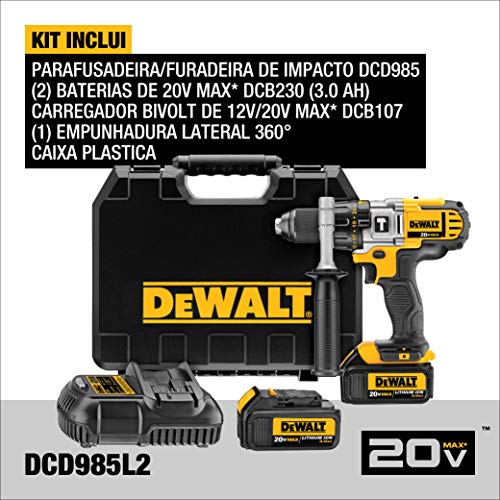 DEWALT Furadeira e Parafusadeira de Impacto de 1/2 Pol. (13mm) a Bateria 20V MAX* 2.000 RPM com Carr