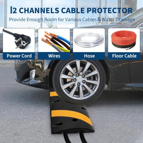Image of 6FT Rubber Speed Bumps, 4-Pack 25000 Lb Capacity Heavy Duty Speed Bumps