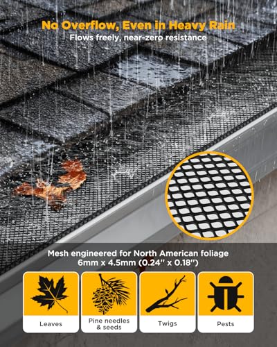 Image of 78 Ft Lock-in Gutter Guard Mesh, 6 Inch Leaf Filter Gutter Covers