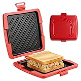 Sandwichmaker Mikrowellen, Silikon Sandwichtoaster 16 x 16 cm, Kontaktgrill Abnehmbare Platten und Silikonschale, Plattengriller zum Bacon Sandwich Panini Grillen Toastie