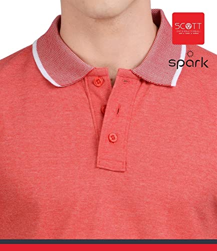 Image of Scott International Spark Polo T-shirts for Men - Bird Eye Collar neck, Half Sleeves, Cotton, Regular Fit, Stylish Branded Solid Plain tshirts for Boys