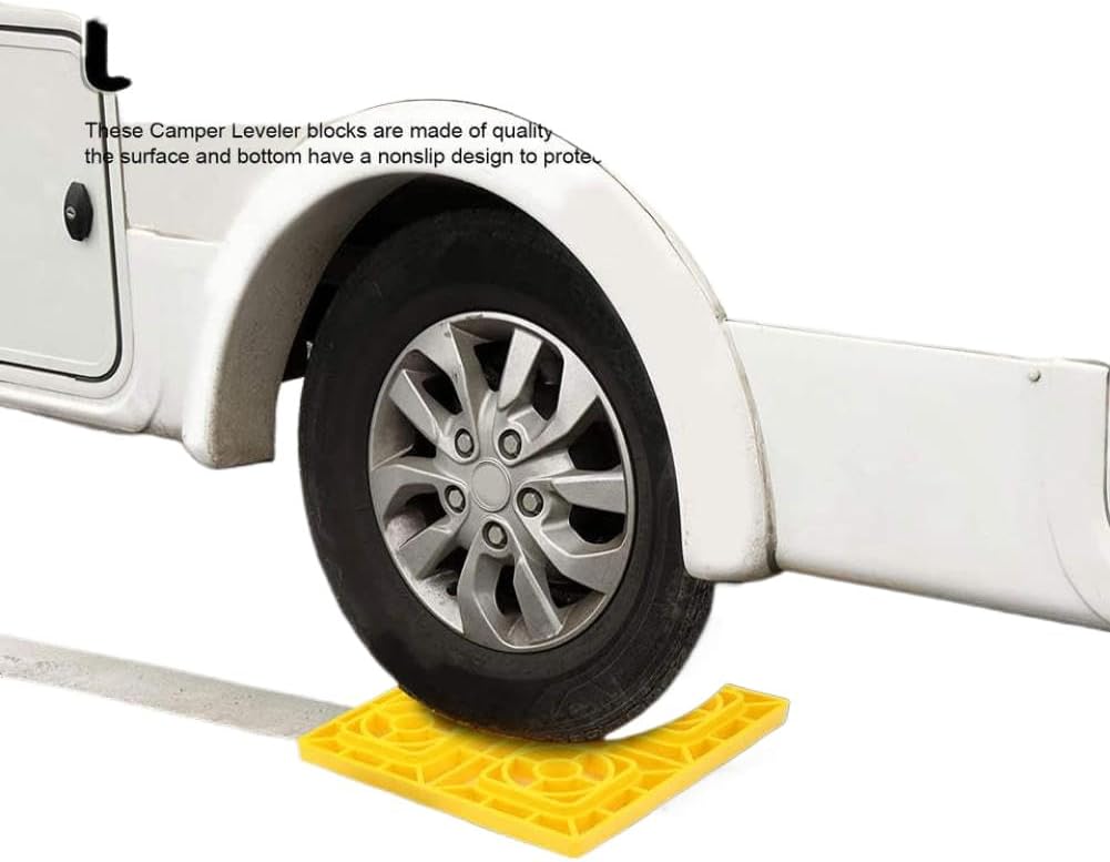 10pcs RV Camper Leveling Blocks Antislip Pads Heavy Duty Leveling Blocks with Storage Bag for Leveling Single and Dual Wheels