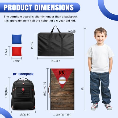 NZQXJXZ Zaktualizowany zestaw do gry w kukurydzę z automatycznym licznikiem punktów, 61 cm x 35 cm premium deski do gry w kukurydzę z litego drewna z 8 torbami z kulkami i torbą do przenoszenia