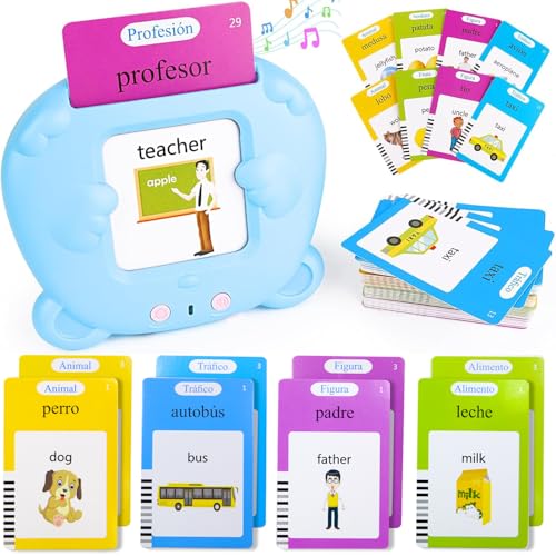 OIRLVCE Tarjetas Flash Parlantes Español, Tarjetas Didácticas 2 3 4 5 6 años, Juegos Educativos Montessori Juguetes de Aprendizaje 112 Hojas 224 Palabras