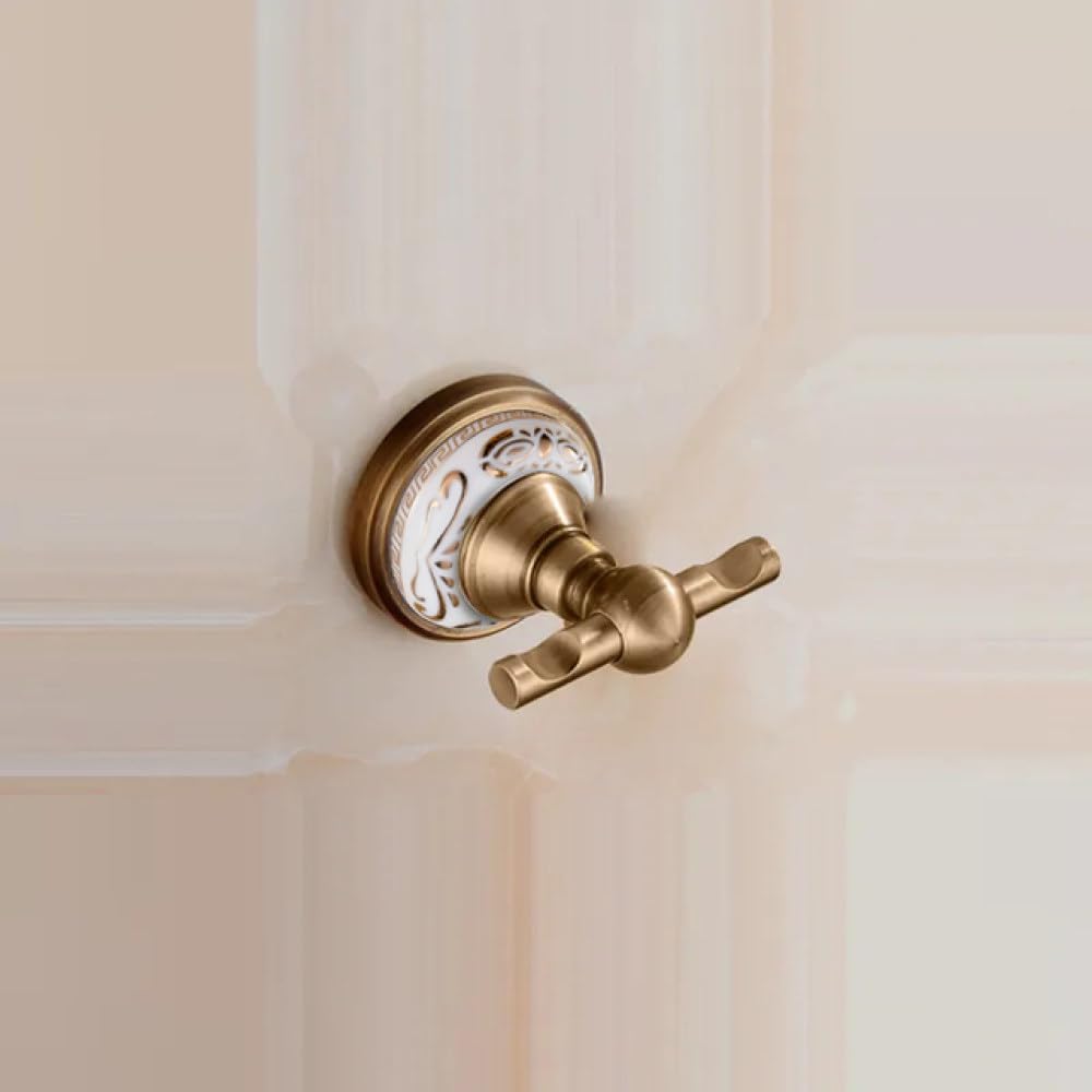 Set di accessori per il bagno in ottone massiccio spazzolato con base in ceramica Set di accessori per il bagno Bagno, porta accappatoio