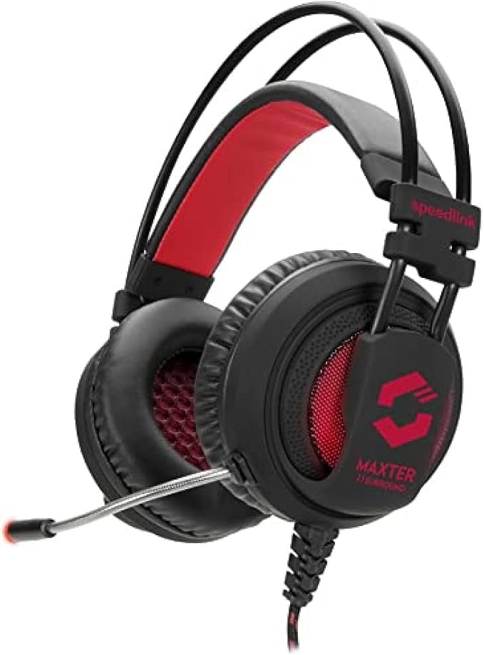 Speedlink MAXTER 7.1 Surround USB Gaming Headset, Black (Micro-Casque Surround 7.1 de Gaming pour PC, Écouteurs enveloppants rembourrés)