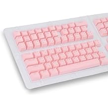 Pongnas 132 Keys Thai Keycaps Set ABS OEM Height Translucent Keyboard Keycaps with Ergonomic Design, Suitable for 61 62 64 68 84 87 104 108 Mechanical Keyboards Pink