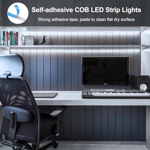 Image of EJ's SUPER CAR COB LED Strip Lights, 4.92FT 3Pack 6000K Cool White Battery Powered LED Strip Lights Timer Dimmable Flexible Cuttable Tape Lights for Cabinet Shelves Bedroom