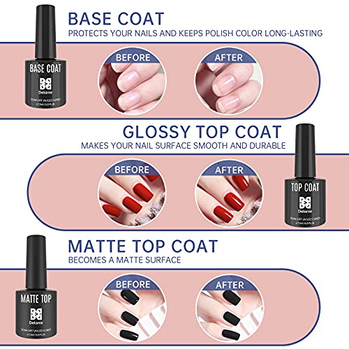 UV Nagellack 9 Stk, mit Base Coat Top Coat Gel UV, Matte Top Coat, Delanie Gel Nagellack Set 7,5ml, Macaron Sommer Serie… – Bild 8