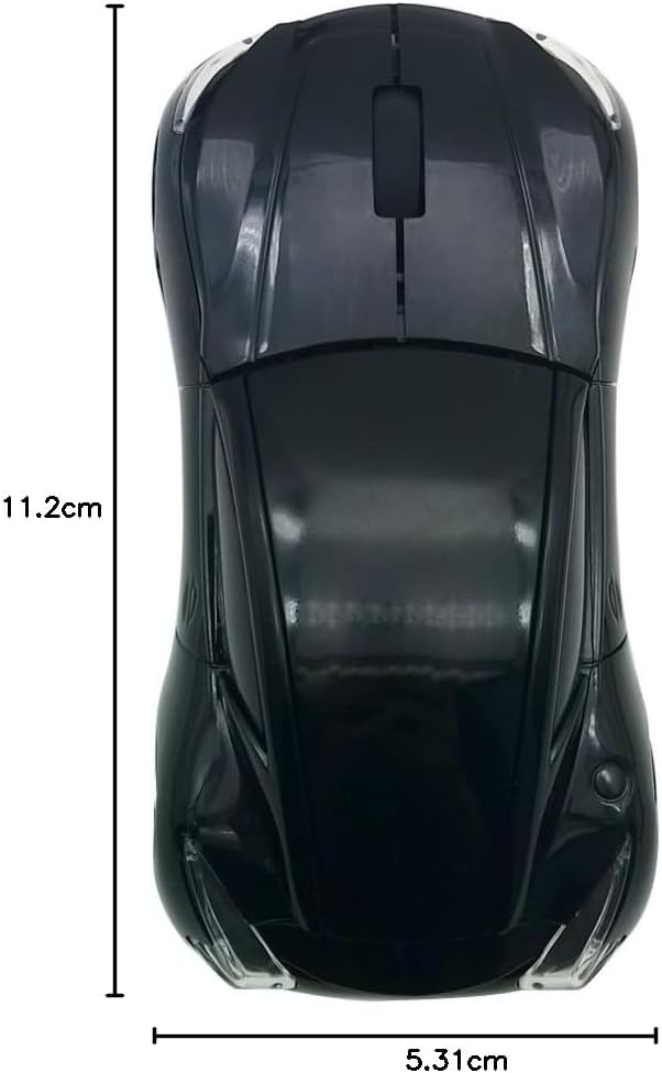TDRTECH Wireless Car Mouse 2.4Ghz 3D DPI 1600 Cool Sport USB Gaming Mouse Mice for PC Computer Laptop Notebook Black