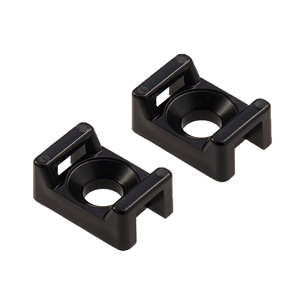 Sgc Black Screw Mount Cable Tie Bases - Cable Ties Up To 5Mm Wide - 4Mm (M4) Screw Hole - Saddle Mount Cable Tie Fixings (25)