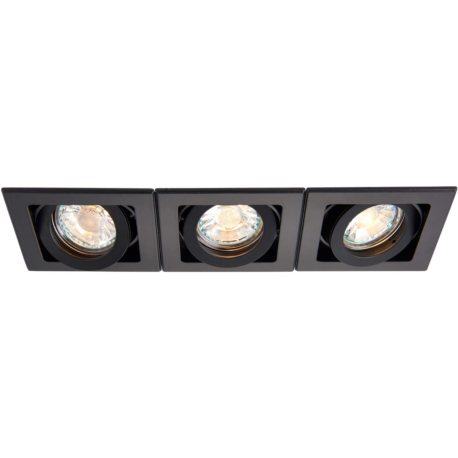 Loops Triple Adjustable Recessed Boxed Downlight - 3 x 50W GU10 Reflector Bulb Required - Matt Black Aluminium Alloy - 355 Degree Rotation & 30 Degree Tilt - Dimmable LED Ceiling Light