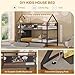 DICTAC Bunk Bed Twin Over Twin with Storage Drawers and Globe String Lights House Shaped Low Bunk Bed with Montessori Bookshelf Metal bunk Beds for Kids with Ladder and Guardrail,Space Saving, Black