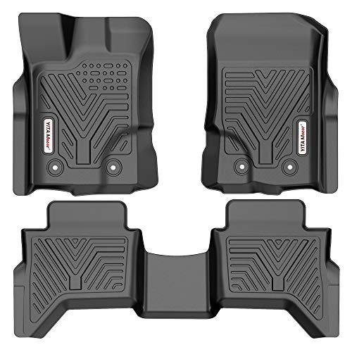 YITAMOTOR Floor Mats Compatible for 2019-2023 Ford Ranger Supercrew Cab, Custom Fit Black TPE Floor Liners 1st & 2nd Row All-Weather Protection