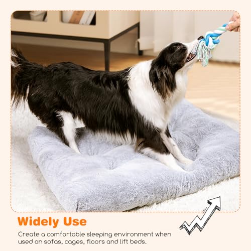 Nobleza Cama Lavable para Perro Grande, Super Suave y Esponjosa Anti-Ansiedad, Felpa con Fondo Antideslizante, Gris Antiestres, 95x60x10 cm