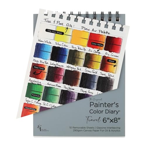 HG Art Concepts Travel Size Painters Oil and Acrylic Paint Color Diary - 6x8-20 Pack - Spiral-Bound Acid-Free Color Swatch Book with 10 Removable Pages and Glassine for Traveling Artists