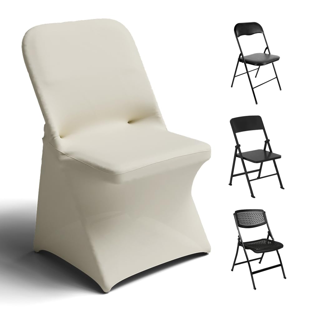 Trlyc Ivory Spandex Chair Covers 100 Pcs for Wedding Party