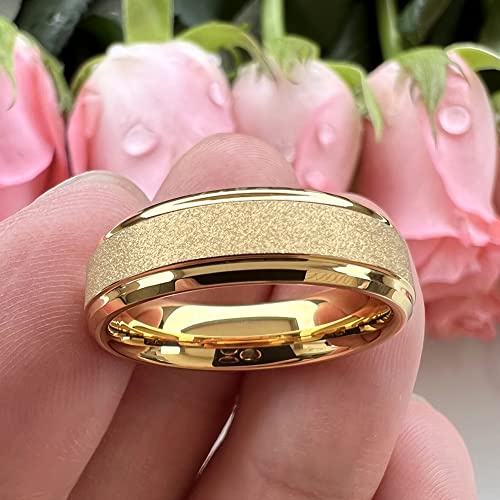 6mm 8mm Black/White/Gold/Rose Gold Tungsten Rings for Men Women Promise Engagement Wedding Bands Sandblasted Finish Stepped Beveled Comfort Fit3