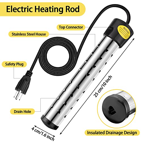 Treela 2 Pcs Immersion Water Heater Pool Heater For Above Ground Portable Electric Heater Submersible Hot Tub Heater With 304 Ss Bathtub Bucket Basin Pool Heat 5 Gallon Water In Minutes thumb #1