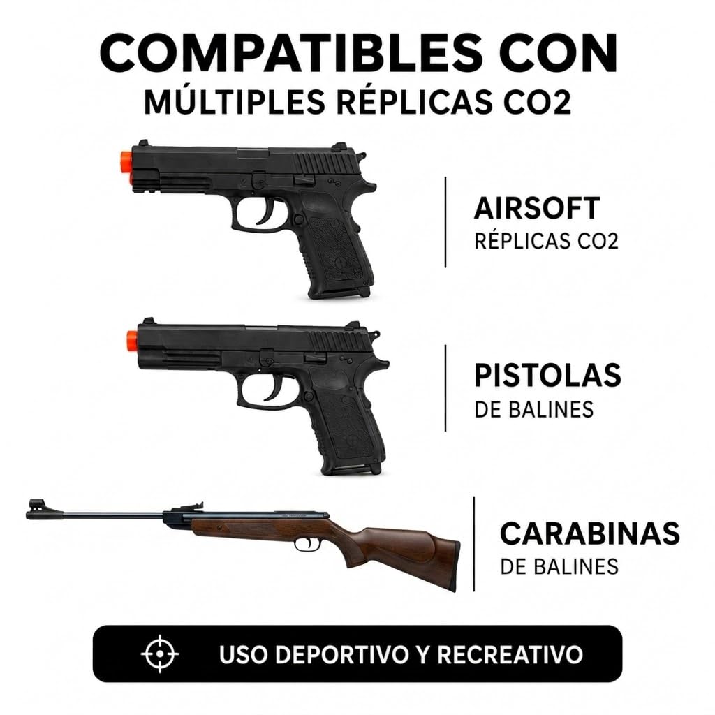 Bombonas CO2 12g Arsenic Plata para Airsoft y Pistolas de Balines, Cartuchos Gas Presurizado