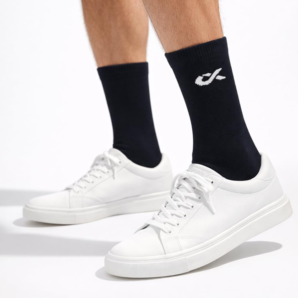 XJARVIS ® Texas - Calcetines de alta calidad para hombre, de algodón peinado, de longitud completa, para verano, sin olor y comodidad transpirable, talla única, color blanco, gris y negro