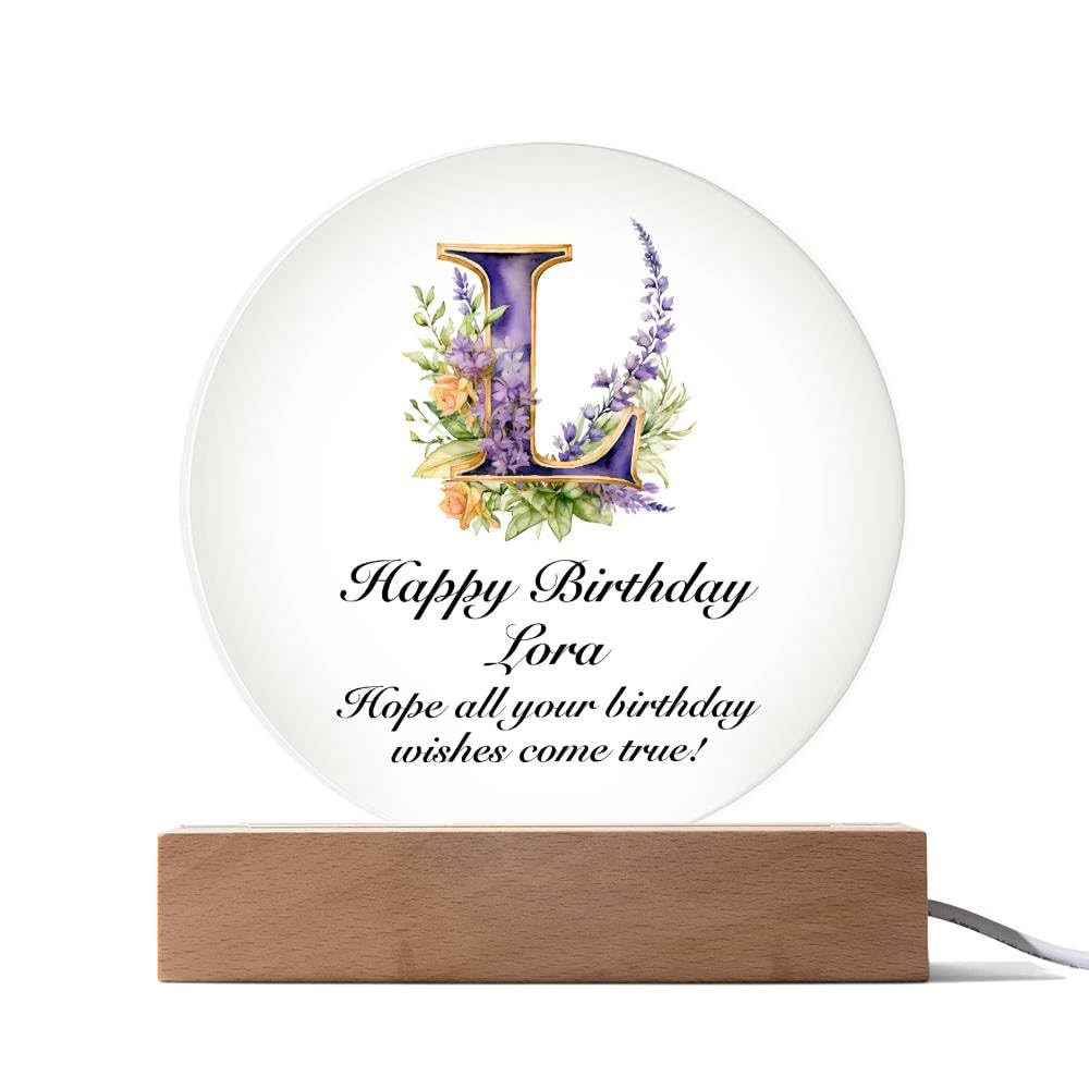 Amazon.com: Happy Birthday Lora v02 - Circle Acrylic Plaque With