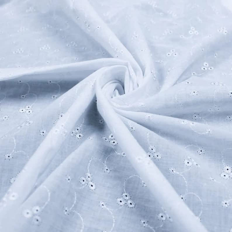 Sedona Designz 60" Wide Poly Cotton Broadcloth All Over Embroidery Eyelet Fabric by The Yard – Soft & Versatile for Apparel, Home Décor & Crafting