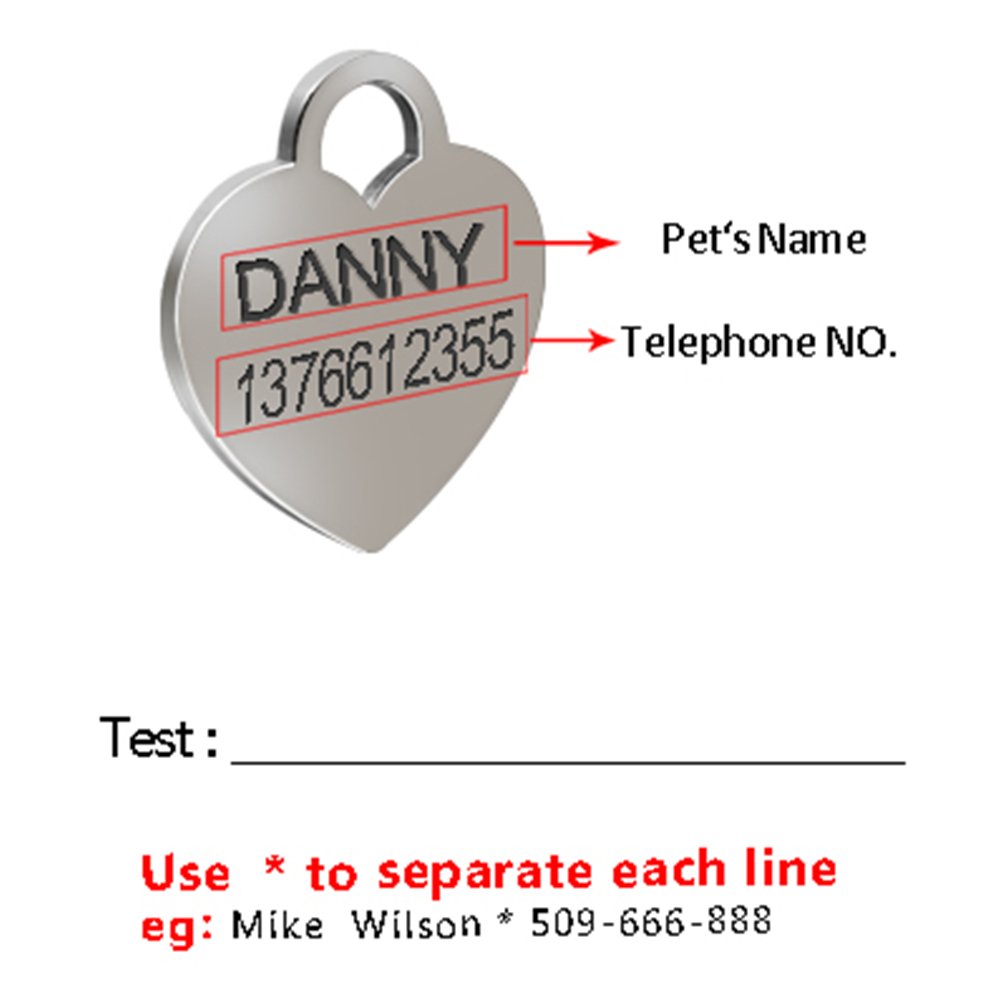 Kuntrona Stainless Steel Dog Snake P Chain Adjustable Training Metal Collar with Engraved Personalized Heart ID Tag Pendant Pitbull Silver 46cm