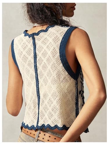 GORGLITTER Women's Embroidered Vest Crochet Vest Tops Floral Sleeveless Boho Tops 2025 Western Outfit2