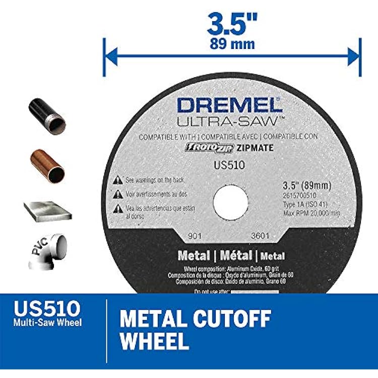 Dremel US40 Ultra-Saw Corded Compact Saw Tool Kit with 3 Cutting Wheels and Auxiliary Handle