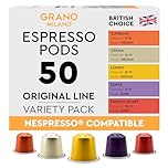 New Grano Milano Variety Pack Coffee Capsules - 50 Aluminium Coffee Pods Compatible with Nespresso Original line, Medium & Dark Roast, Made in Italy