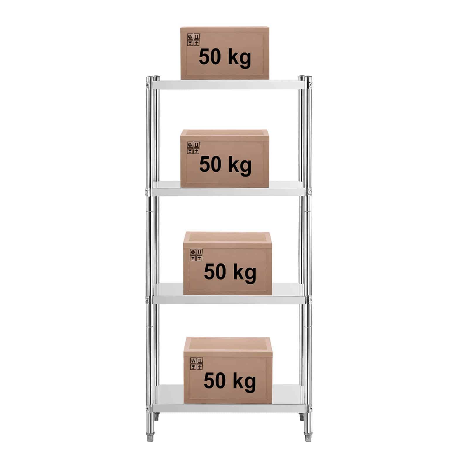Royal Catering RCER-8040 Étagère en INOX À Poser De Cuisine Professionnelle 4 Niveaux (Dimensions : 80 x 40 x 180 cm, Nombre de tablettes : 4, Capacité de 200 kg)
