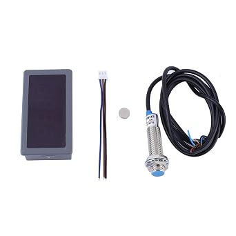 DONGKER Digital LED Tachometer,AC 110V 220V 4Bit Digital Speed Meter High Precision RPM Speed Meter with Proximity Switch Sensor
