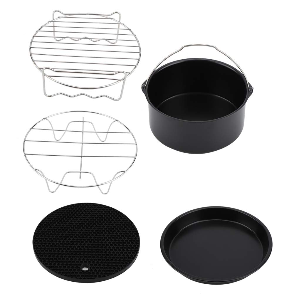 Set di accessori per friggitrice, 5 pezzi/set Kit di accessori per friggitrice ad aria con set di accessori per friggitrice ad aria per tortiera per pizza Torta Set di utensili da cucina per cucina 7i