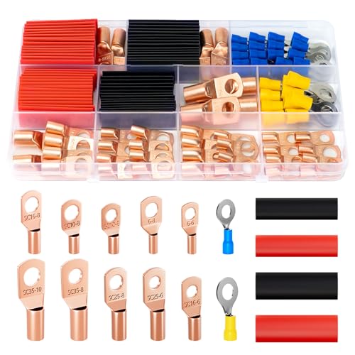 Terminales de cobre electrolítico Sanuke para cables de calibre 2 a 16 AWG con ojales tipo RV