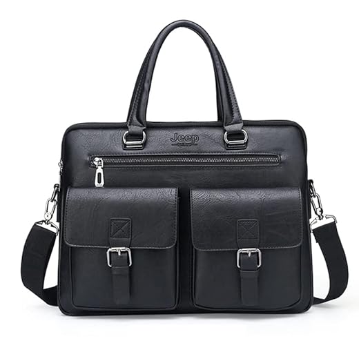 Bolsa Pasta Maleta Executiva de Luxo Premium Couro Macio para Notebook (Preto)