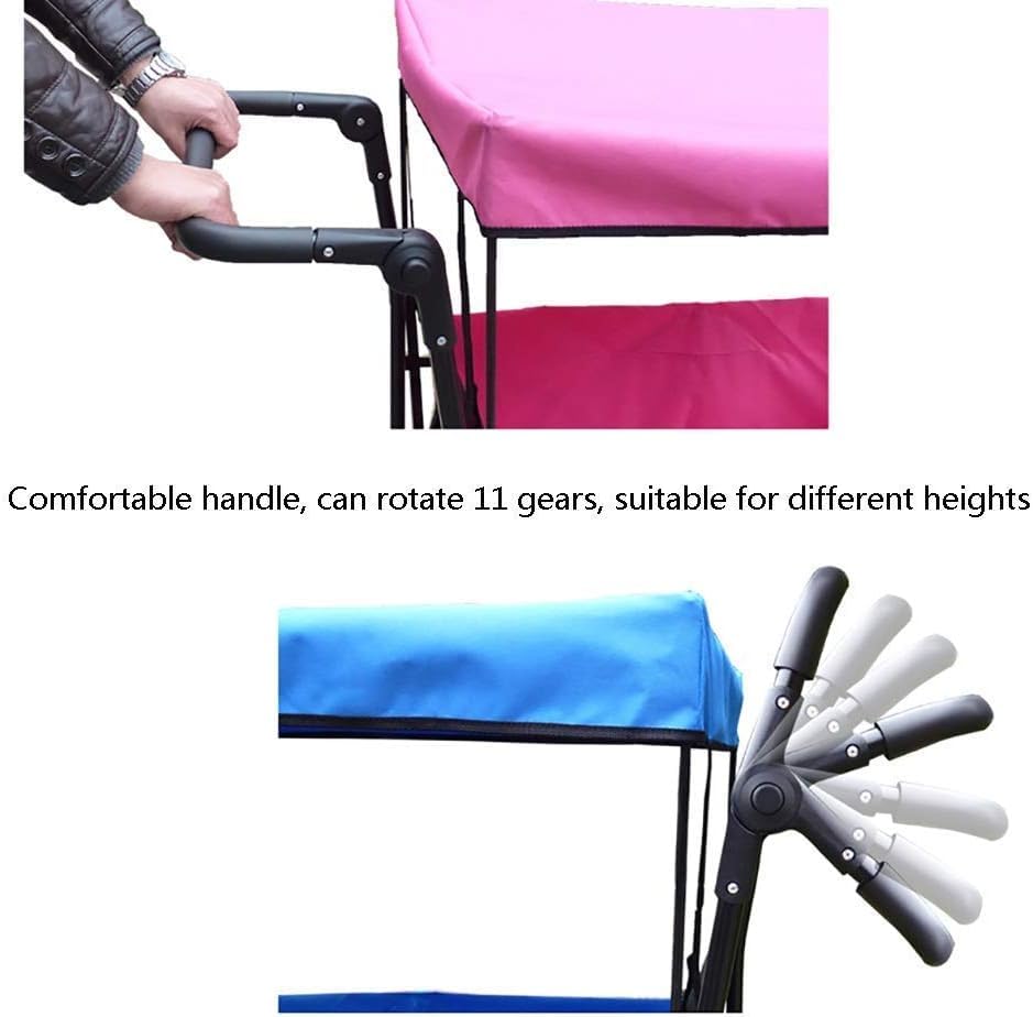 Handwagen, zusammenklappbar, robuster Gartenwagen, Aufbewahrungswagen, multifunktional, für den Außenbereich, verstellbare, einziehbare Schub-/Zugstange mit gepolstertem Griff, Camping-Picknickwagen/ – Bild 8