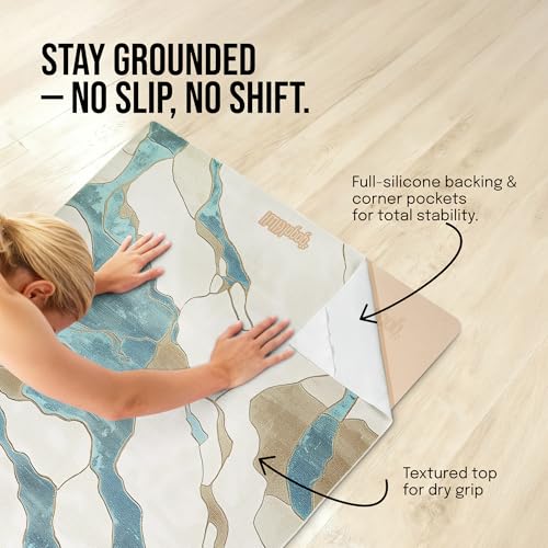 Image of gogoKIWI Yoga Mat and Towel Set - 6x4 ft Large Workout Mat with Matching Yoga Towel, Non-Slip, Home-Friendly, Machine Washable, Ideal for Yoga, Pilates & Floor Workouts